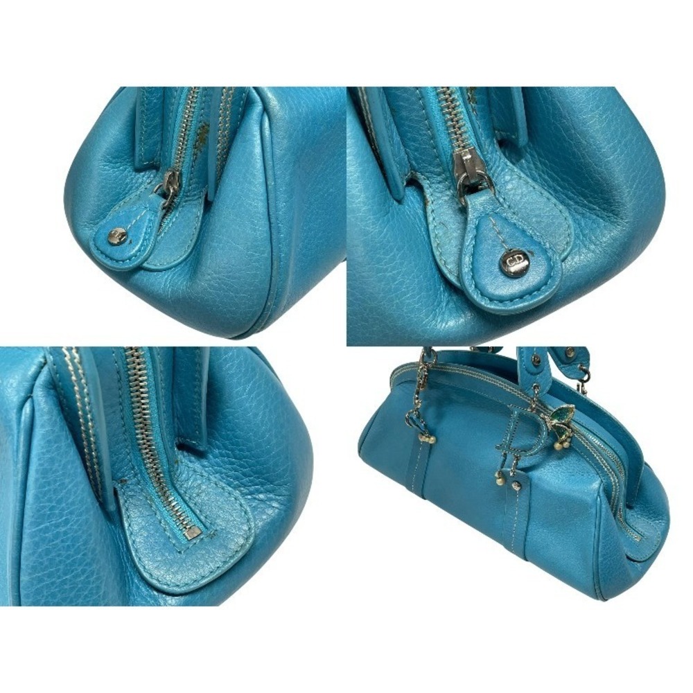 Dior blue charm handbag leather logo Christian - Picture 5 of 10